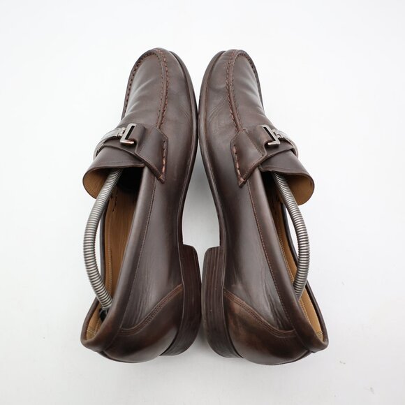 Bally Swiss Corton Men's Size 11 D Dark Brown Leather Silver Horse Bit Loafers - Picture 6 of 12